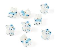 Magibeads 8Pcs Handmade Cat Porcelain Beads Cute Animal Ceramic Beads Lovely Lucky Cat Bead for DIY Jewelry Making Necklace Bracelet Earring Keychains Valentine Souvenir Handmade Crafts Supplies