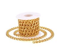 Magibeads 9.84 Feet Gold Plated Brass Curb Chian Twisted Chunky Link Chains Bulk with Spool for Bracelet Necklace Jewelry Making