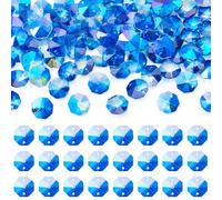 Magibeads 90Pcs Glass Octagon Beads 18mm Faceted Chandelier Beads Iridescent Beads Hanging Suncatcher Beads Links Blue Prism Beads for Crafts DIY Suncatchers Wind Chimes