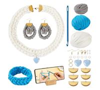Magibeads Crochet Kit for Beginner Adults Crochet Starter Kit Supplies with Crochet Yarn Cord Hooks Heart Pendant Claw Clasps Jump Ring Claw Clasps Crimp Ends for Jewelry Knitting Craft DIY Gift