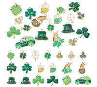 Magibeads Patrick's Day Four Leaf Clover Charms Lucky Four Leaf Charm Green Enamel Leaf Charms for Keychain Making Kits Bag Charm Decoration DIY Jewelry Making Craft, Enamel, No Gemstone