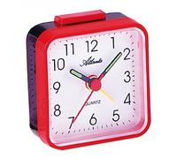 magic 059/1 Alarm Clock Quartz Analogue Red Black Square Easy Slim