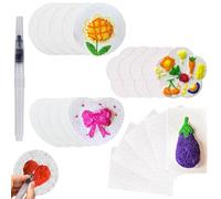 Magic 3D Foam Texture Painting Kit - 20-Pc Foam Texture Painting Paper Set with Water Brush - 5× Flower, 5× Heart, 5× Rectangle, 5× Round - Magic Puffy Paint Kit & Kids DIY Paper Foam Paper Craft