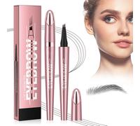 Magic 3D Waterproof Eyebrow Microblading Pen - 2024 New Upgrade 4-Tip Contouring Pencil for Natural Eyeliner Makeup (03# Gray)