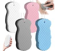 Magic 4pcs Super Soft Exfoliating Bath Sponge, Gentle Exfoliating Shower Sponge, Radiant Skin Scrub Sponges, Reusable 3D Bath Sponges for Face & Body Skin