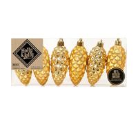 MAGIC 6 plastic cones 9 cm plastic shatterproof Christmas tree baubles decorative baubles Christmas baubles tree decoration set gold