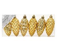 MAGIC 6 plastic cones 9 cm plastic shatterproof Christmas tree baubles decorative baubles Christmas baubles tree decoration set gold