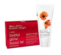 Magic 7 Step Bridal Glow Facial Kit (Turmeric & Rose Extracts, Single Use) + Mint Cleanser (Oil Control & Acne Healing, 100gm) | Natural Skincare Combo for Radiant, Clear & Fresh Skin