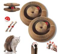 Magic Accordion Scratcher Board, Curly Scratch Ring, Enrichment Play Track with Ball, Flexible Kurls，Fun Cat Toys for Indoor Kitten & Adult Cats (#01 2PC)