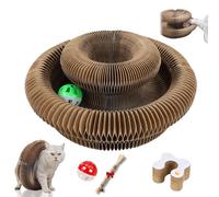 Magic Accordion Scratcher Board, Curly Scratch Ring, Enrichment Play Track with Ball, Flexible Kurls，Fun Cat Toys for Indoor Kitten & Adult Cats (#02 1PC)
