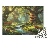 Magic Ancient Tree 1000 Piece Jigsaw Puzzle Paper Puzzle for Adults Enchanted Forest Animal Scene Puzzle Game for Focus Home Decor 52x38cm/1000pcs