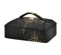 Magic Ancient Wind Rose Magic Navigation Gold Compass Reusable Insulated Pizza Bag, Waterproof Food Delivery Bag, with Handle Lid Leakproof Pizza Holder Tote for Hot or Cold Food