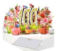 Magic Ants 100th Anniversary Cards, Birthday Cards, 100th Wedding Cards, 3D Greeting Cards, 100th Birthday Cards, Celebration Cards, Rose Bouquet Included (100)