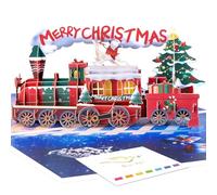 Magic Ants 3D Christmas Train Pop Up Card - Festive Holiday Greeting with Santa, Sleigh - Includes Envelope and Blank Notes for Family, Kids, Friends and Loved Ones