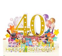 Magic Ants 3D Pop-Up 40th Birthday Card for Men & Women, Glittery Gold 40, Balloons, Cake, Presents, Fireworks, Party Hats, Fun Milestone Celebration for Turning Fabulous 40th