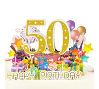 Magic Ants 3D Pop-Up 50th Birthday Card for Men & Women, Glittery Gold 50, Balloons, Cake, Presents, Fireworks, Party Hats, Fun Milestone Celebration Card for Golden 50th Birthday