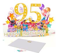Magic Ants 3D Pop-Up 95th Birthday Card for Men & Women, Glittery Gold 95, Balloons, Cake, Presents, Fireworks, Party Hats, Fun Milestone Celebration for Turning 95 Year Old Birthday
