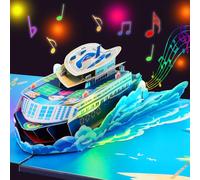 Magic Ants 3D Pop Up Birthday Card for Men with Lights and Music - Cruise Ship Greeting - Plays Happy Birthday to You - For Dad, Grandpa, Husband, Male Friend - Includes Envelope & Blank Note Card