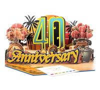 Magic Ants 3D Pop Up Card 40th Wedding Anniversary with Blank Card - Vintage Ruby Wedding Anniversary Card with Roses Sunset - 40 Years Marriage Greeting Card with Envelope - For Couple, Parents