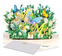 Magic Ants 3D Pop-Up Card Wedding, Mr. & Mrs. Card with White Roses, Butterflies and Gold Script, Wedding Card for Bride and Groom, Engagement Card, Anniversary Card, Congratulations Card, with