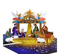 Magic Ants 3D Pop-Up Christmas Card, Nativity Scene with Holy Family, Shepherds, Baby Jesus, Three Wise Men, Angels, Starry Night Sky, Christmas Card for Holiday Celebration, Gift for Family & Friends