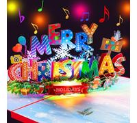 Magic Ants 3D Pop Up Christmas Card with Lights and Music - Festive Merry Christmas & Happy New Year Greeting Card, Includes Envelope and Blank Note Card for Family & Friends