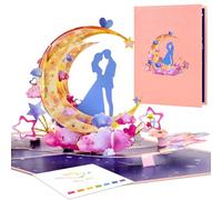 Magic Ants 3D Pop Up Romantic Card - Love Couple on Moon Greeting Card with Envelope and Blank Notecard - Anniversary Card for Wife, Husband, Girlfriend, Boyfriend, Valentine's Day, Wedding