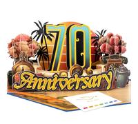 Magic Ants 3D PopUp Card 70th Wedding Anniversary Grace Wedding - Vintage Anniversary Card with Roses & Sunset - With Blank Card & Envelope