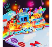 Magic Ants 3D Train Pop Up Musical Birthday Card for Grandson, Granddaughter, Kids, Boys and Girls, Light Up Features, Plays 'Happy Birthday' Song, Fun Interactive Birthday Greeting