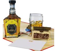 Magic Ants 3D Whiskey Birthday Card, Whiskey Theme with Cigar, Vintage Route 66 Design, Funny Birthday Pop-Up Card for Whiskey Lovers, Retirement, Father's Day Cardfor Him, Dad, Husband, Friends