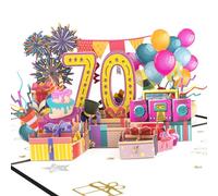 Magic Ants 70th Birthday Card Pop Up Card with Envelope for Women Men Girlfriend Friends Family