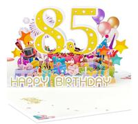 Magic Ants 85th Birthday Pop Up Card - Unique 3D Card for Women and Men Turning 85 - Shiny Gold "85" with Balloons, Cake- Milestone Greeting Card with Envelope and Blank Note