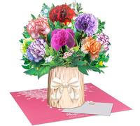 Magic Ants Carnation Pop-Up Flower Card | Vibrant 3D Floral Bouquet | for Mother's Day, Birthdays, Anniversaries | Paper Vase with Bow Design| Elegant Carnation Greeting Card for Special Occasions