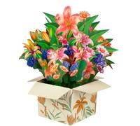 Magic Ants Flower Paper Pop-up Cards - Bouquet 3D Popup Greeting Card - Pop-up Birthday Card for Mum - Anniversary Card Thank You Card for Women, Mother's Day - Envelope Included (Lily)