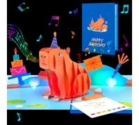 Magic Ants Musical 3D Capybara Pop Up Birthday Card with Light, Gentle Leisurely Curious Relaxed Music Gift for Office Coworkers Boss Students, Includes Envelope & Note Card