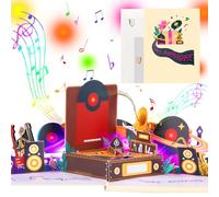 Magic Ants Musical Pop-Up Birthday Card with Lights, 3D Turntable Design, Plays Happy Birthday Melody, Handmade Greeting Card with Envelope, Music Lovers