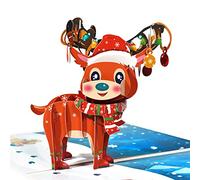 Magic Ants Pop Up Card Christmas Reindeer - Funny 3D Christmas Card as Money Gift for Children, Cute Christmas Greeting Card for Mum, Wife, Girlfriend - Handmade Popup Christmas Billet (Reindeer)