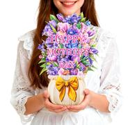 Magic Ants Vibrant 3D Pop Up Purple Mixed Flower Bouquet Card - Joyful Gift for Mother's Day, Thank You- For Mom, Wife, Girlfriend - Includes Envelope