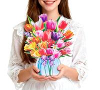 Magic Ants Vibrant 3D Pop Up Tulip Card - Colorful Spring Flowers Cards for Mom, Wife, Friend, Grandma's Birthday, Anniversary, Get Well - Includes Envelope and Blank Notecard