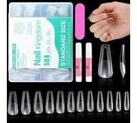 MAGIC ARMOR Coffin Gel Nail Tips, 504pcs Pre-Shape Long Clear Nails, Full Cover Acrylic Tips for Nail Extension - 12 Sizes
