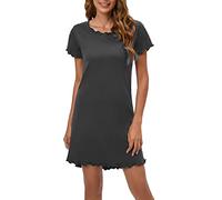 MAGIC ARMOR Nighties for Women Nightgown Cotton Night Shirt for Sleepwear Loungewear Short Sleeve Loose Comfy Nightdress Sleep Shirts Grey S