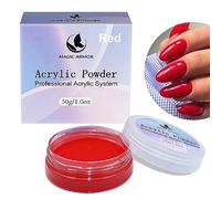 MAGIC ARMOR Red Acrylic Powder - 30g Professional Acrylic Nail Powder for Acrylic Nails Extension Odor-Free Bubble-free,3D Nail Art Polymer Powde for French Nail Manicure Nail Art No Nail Lamp Needed