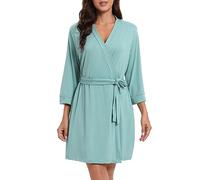 MAGIC ARMOR Women Long/Short Bathrobe Knit Kimono Robes Soft Womens Dressing Gowns Casual Ladies Loungewear Seladon green XL