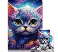 Magic Art Cat 2000 Piece Jigsaw Puzzle for Adults Teens,Challenging To Complete But Fun And Humorous with Matching Poster And Trivia Sheet 70x100cm