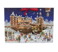 Magic at the Castle Christmas Advent Calendar | Large Traditional Countdown with 24 Windows, Festive Castle Scene & Winter Ice Skaters - 52 x 38cm