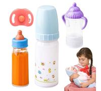 Magic Babys Doll Bottles Set, 2Pcs 15cm Disappearing Milk & Juice Pretend Play Feeding Toys With , Realistic Care Simulator For Kids3-6 Years, Nursery Learning Dress Up