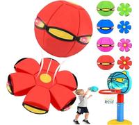 Magic Ball,2-in-1 Magic Bouncing Ball with 6 LED Lights,Switchable Dual-Form for Active Indoor & Outdoor Play,Pop up Ball Flying Saucer for Interactive Parent-Child Game (A1)