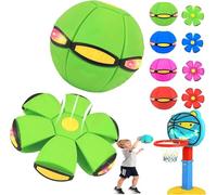 Magic Ball,2-in-1 Magic Bouncing Ball with 6 LED Lights,Switchable Dual-Form for Active Indoor & Outdoor Play,Pop up Ball Flying Saucer for Interactive Parent-Child Game (F1)