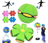 Magic Ball, 2-in-1 Magic Bouncing Ball With 6 Light, Flying Saucer Deformable Dual Form Freely Switchable, Bouncy Balls for Kids & Pets, Interaction Glow Balls For Indoor & Outdoor Use (Green)