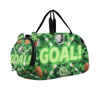 Magic Ball Basket Ball Green Print Duffel Bag with Shoes Compartment Multifunctional Overnight Travel Weekender Tote for School Practice, Sports, Travel